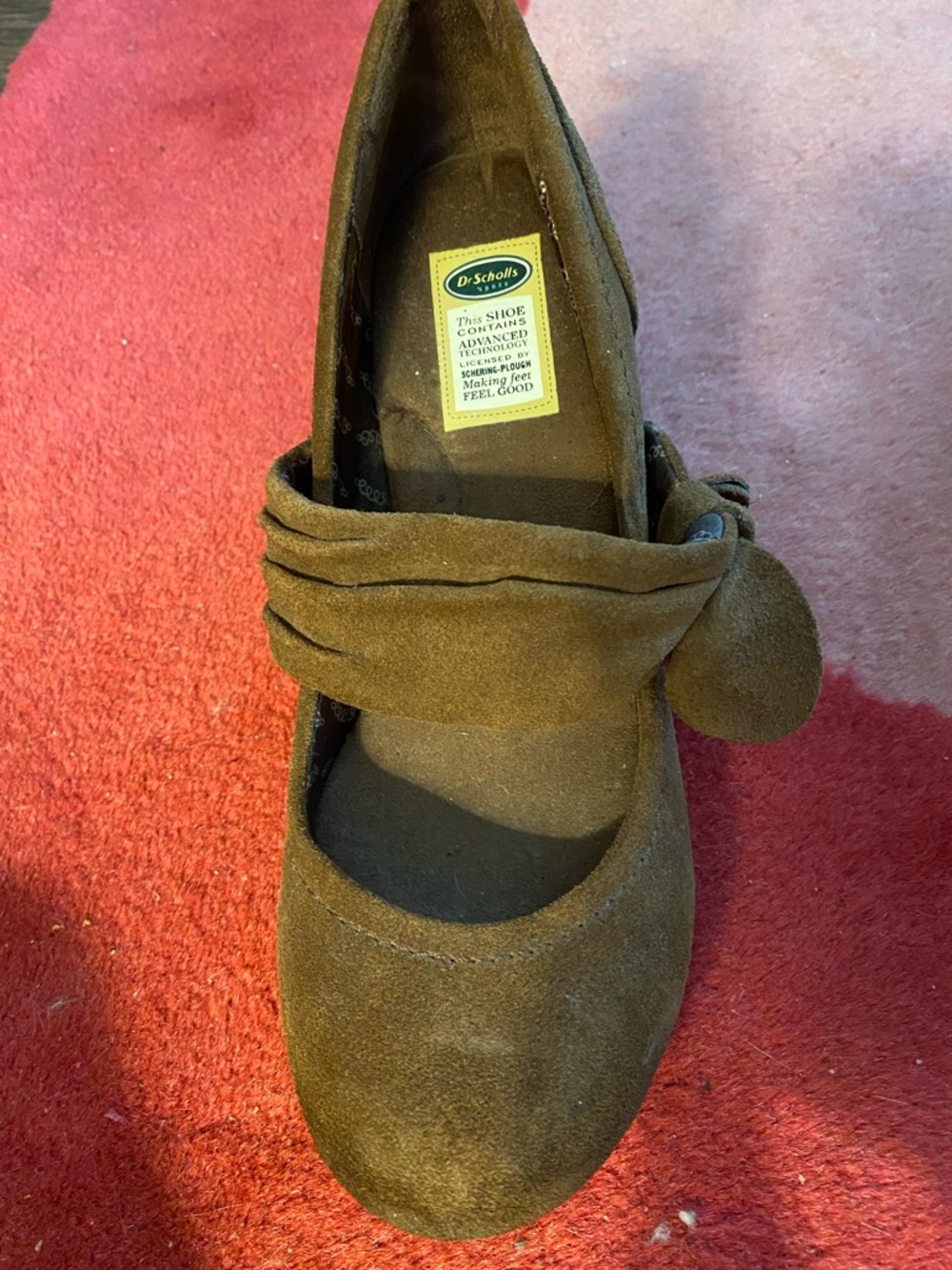 Dr. Scholl's Brown Suede Mary Jane Heel with Decorative Strap